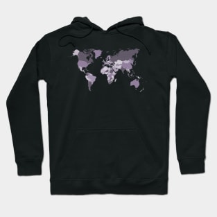 World Map in Purple and Lilac Hoodie